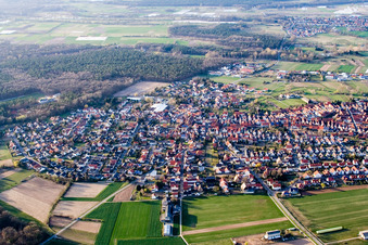 Aerial photograpy of View of the town from the south in Harthausen in the state Rhineland-Palatinate, Germany