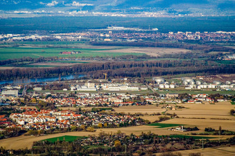 Aerial view of Airport Speyer from the west in Speyer in the state Rhineland-Palatinate, Germany