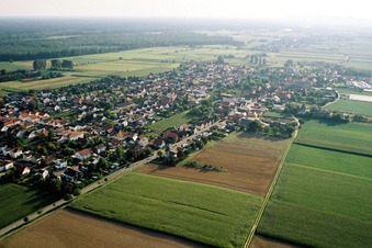 Village view from the northeast in Minfeld in the state Rhineland-Palatinate, Germany