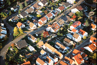 Aerial view of Robert Koch Street in Kandel in the state Rhineland-Palatinate, Germany