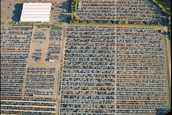 Car storage of Daimler AG Global Logistic Center on a harbour island in Germersheim in the state Rhineland-Palatinate