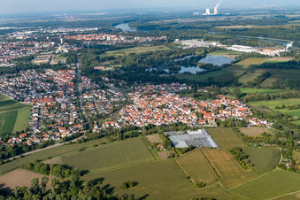 Oblique view of View of the town from the south in the district Sondernheim in Germersheim in the state Rhineland-Palatinate, Germany