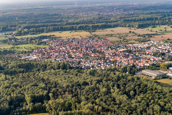 District Rheinsheim in Philippsburg in the state Baden-Wuerttemberg, Germany from the drone perspective
