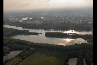 Aerial view of Russheim Old Rhine in Germersheim in the state Rhineland-Palatinate, Germany