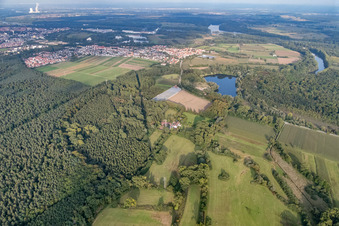 Aussiedlerhof on the edge of the forest in Bellheim in the state Rhineland-Palatinate, Germany