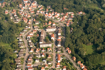 Lauterbourg in the state Bas-Rhin, France seen from a drone