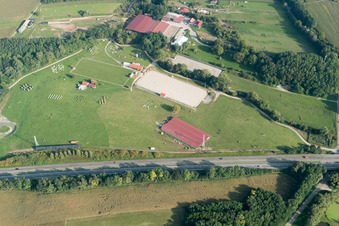 Haras de la Neée in Neewiller-près-Lauterbourg in the state Bas-Rhin, France from the drone perspective
