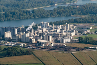 Industry in Beinheim in the state Bas-Rhin, France from the plane