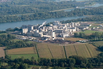 Industry in Beinheim in the state Bas-Rhin, France viewn from the air