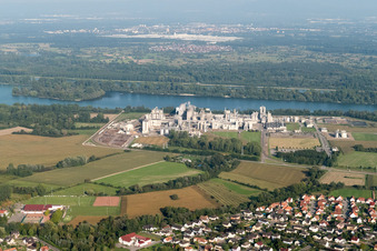 Beinheim in the state Bas-Rhin, France from a drone