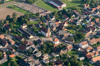 Protestantic church building in the village of in Rountzenheim in Grand Est, France
