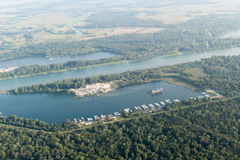 Aerial view of Yacht Club in Offendorf in the state Bas-Rhin, France