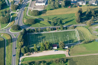 Aerial view of Sports Club 1921 eV in the district Freistett in Rheinau in the state Baden-Wuerttemberg, Germany
