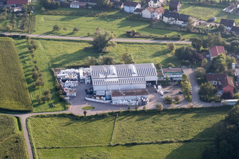 Aerial view of Site waste and recycling sorting of FISCHER GmbH in Wagshurst in the state Baden-Wurttemberg, Germany