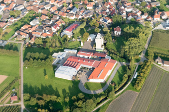 Aerial view of Kraewa GmbH in the district Erlach in Renchen in the state Baden-Wuerttemberg, Germany