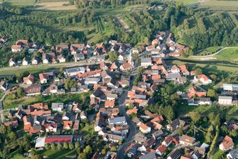 Aerial view of Erlacher Street in the district Erlach in Renchen in the state Baden-Wuerttemberg, Germany