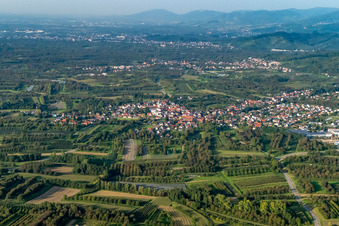 Aerial photograpy of From the south in the district Ulm in Renchen in the state Baden-Wuerttemberg, Germany