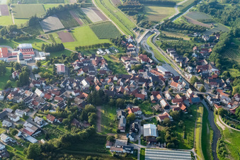 Rench Bridge and St. Anastasius in the district Erlach in Renchen in the state Baden-Wuerttemberg, Germany