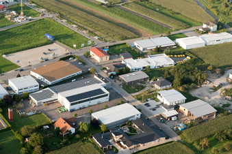 Oblique view of Südstraße commercial area in the district Urloffen in Appenweier in the state Baden-Wuerttemberg, Germany