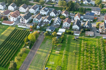 Aerial view of Runzweg from the south in the district Urloffen in Appenweier in the state Baden-Wuerttemberg, Germany
