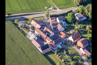 Aerial photograpy of Welschhof district in Freckenfeld in the state Rhineland-Palatinate, Germany