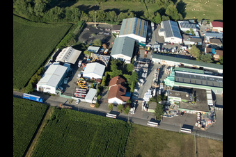 Billigheim-Ingenheim in the state Rhineland-Palatinate, Germany seen from a drone