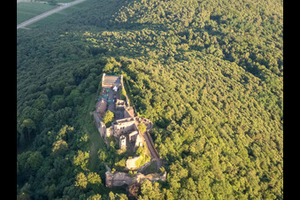 Madenburg castle ruins from the west in Eschbach in the state Rhineland-Palatinate, Germany