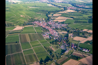 Village overview from the northwest in Göcklingen in the state Rhineland-Palatinate, Germany