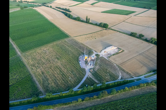 Construction site setup for the B38 bypass in Impflingen in the state Rhineland-Palatinate, Germany