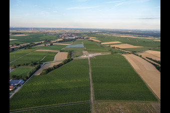 Aerial view of Construction site setup for the B38 bypass in Impflingen in the state Rhineland-Palatinate, Germany