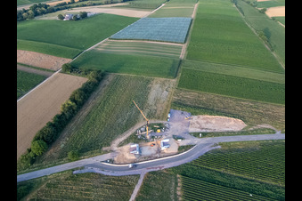 Aerial photograpy of Construction site setup for the B38 bypass in Impflingen in the state Rhineland-Palatinate, Germany