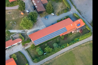 Aerial photograpy of Horse farm in Langasserweg in Herxheim bei Landau in the state Rhineland-Palatinate, Germany