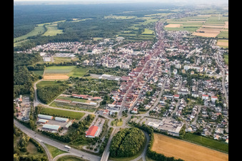 Bird's eye view of City overview from the east in Kandel in the state Rhineland-Palatinate, Germany