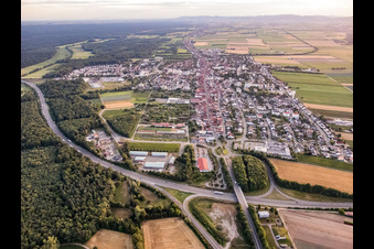 City overview from the east in Kandel in the state Rhineland-Palatinate, Germany viewn from the air