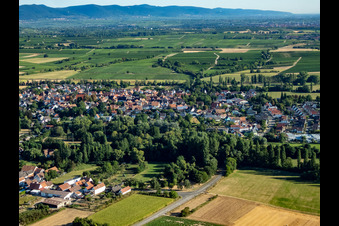 District Billigheim in Billigheim-Ingenheim in the state Rhineland-Palatinate, Germany from the plane