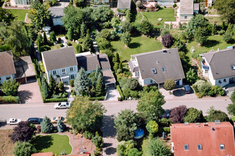 Oblique view of Lessingstr in Steinweiler in the state Rhineland-Palatinate, Germany