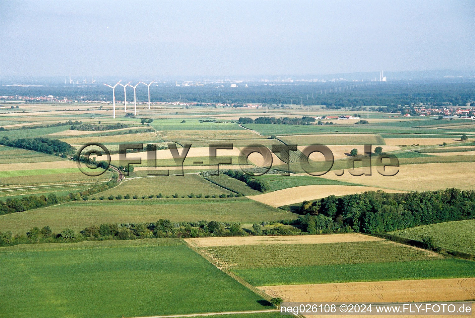 Wind turbines in Minfeld in the state Rhineland-Palatinate, Germany