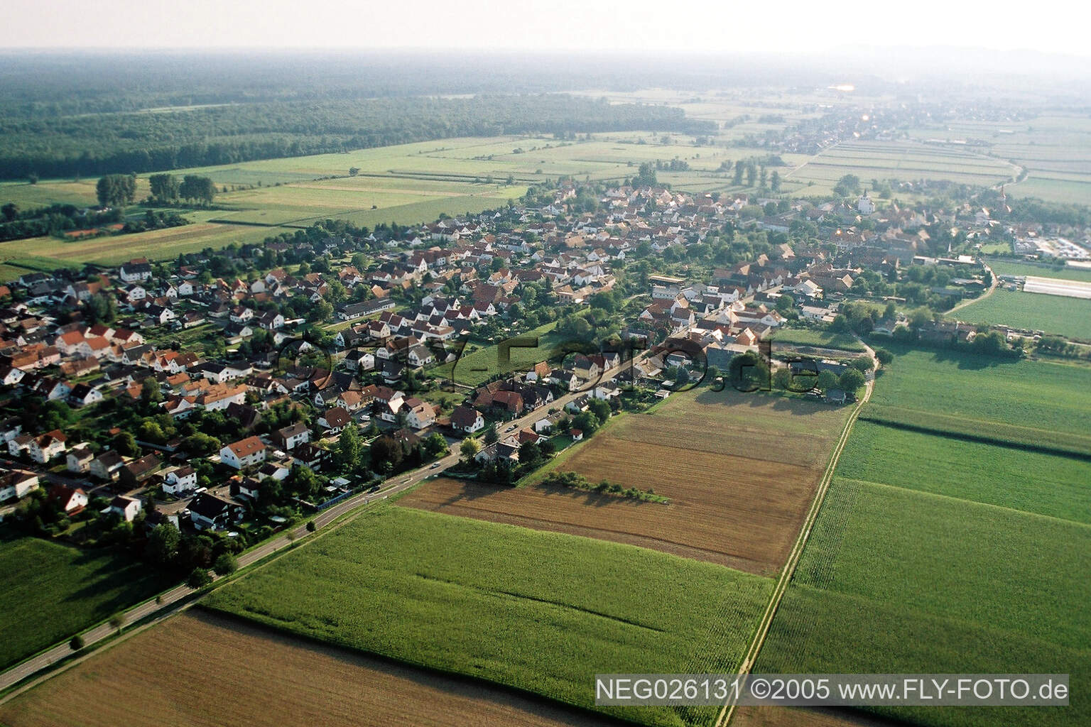 Aerial view of From the northeast in Minfeld in the state Rhineland-Palatinate, Germany