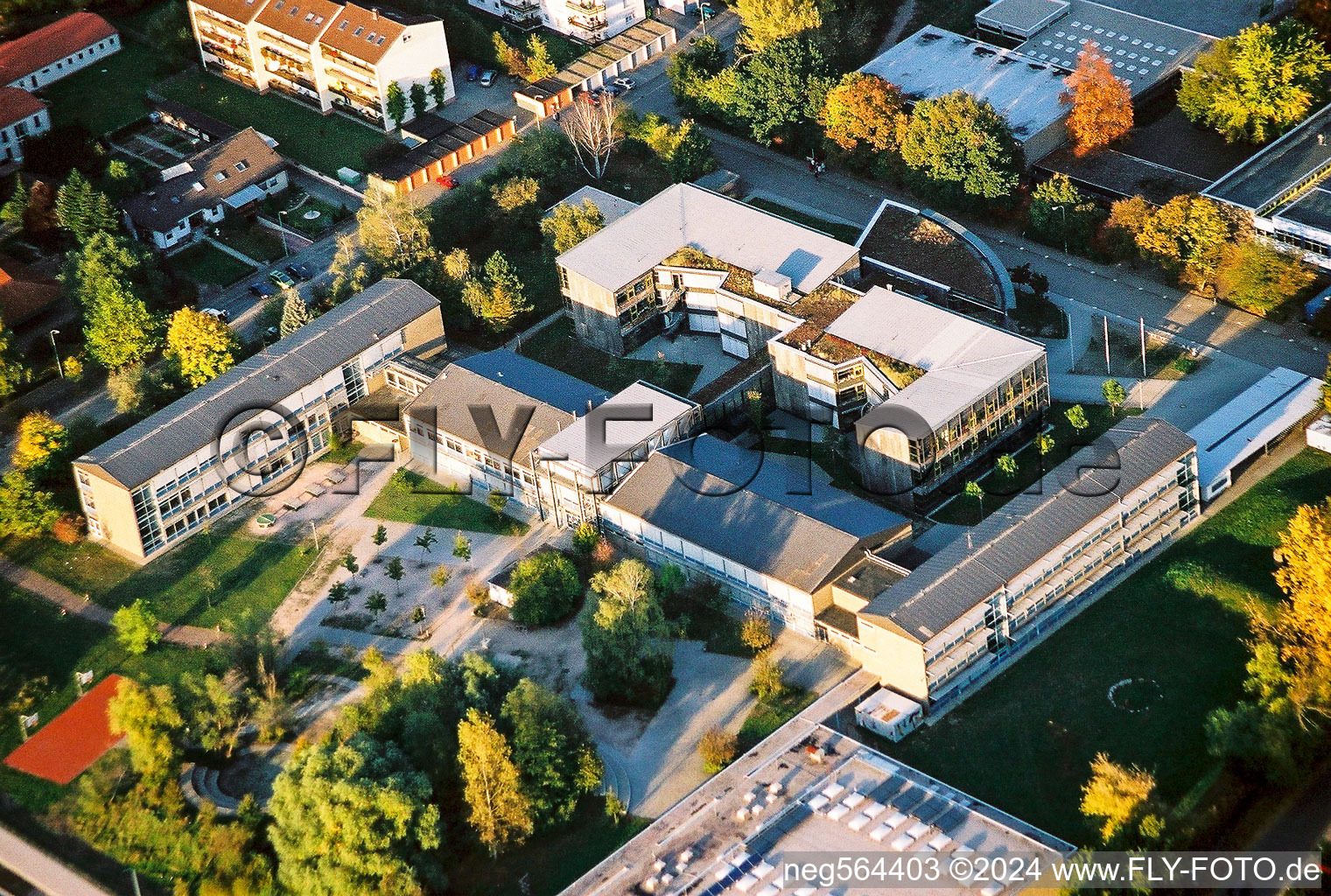 IGS in Kandel in the state Rhineland-Palatinate, Germany seen from above