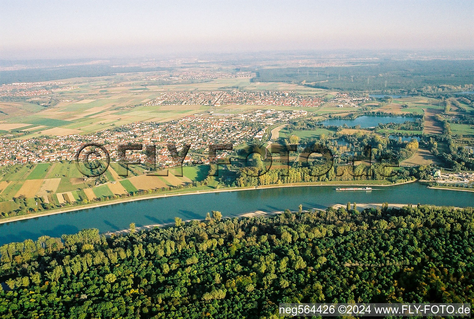 Rhine opposite Speyer in Altlußheim in the state Baden-Wuerttemberg, Germany