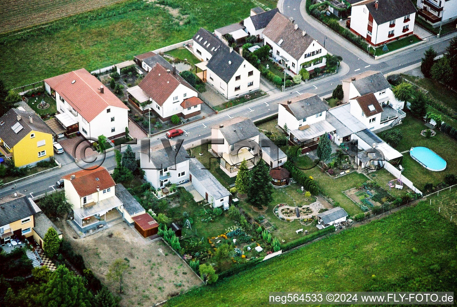 Aerial photograpy of Wattstr in Freckenfeld in the state Rhineland-Palatinate, Germany