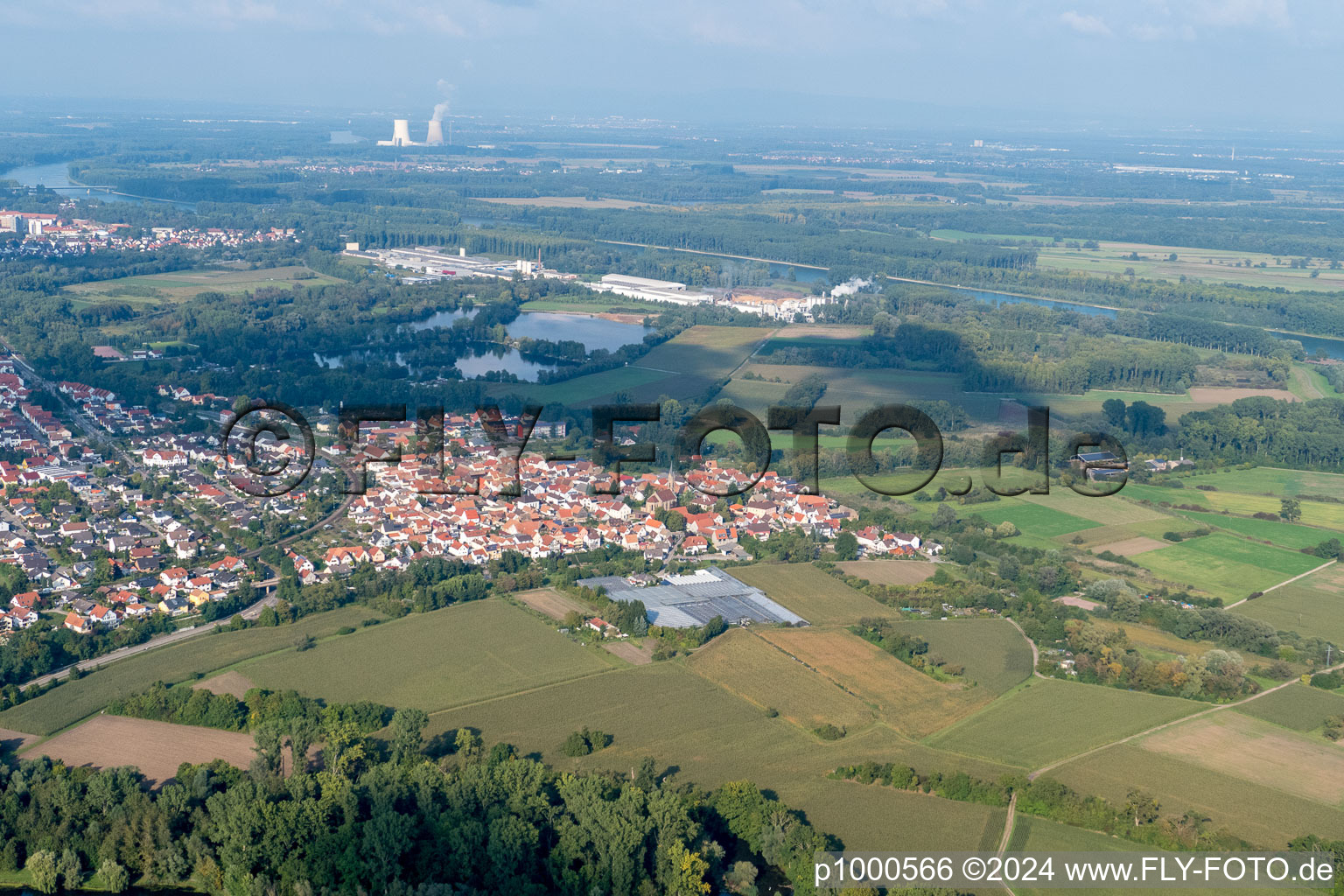 Aerial view of District Sondernheim in Germersheim in the state Rhineland-Palatinate, Germany