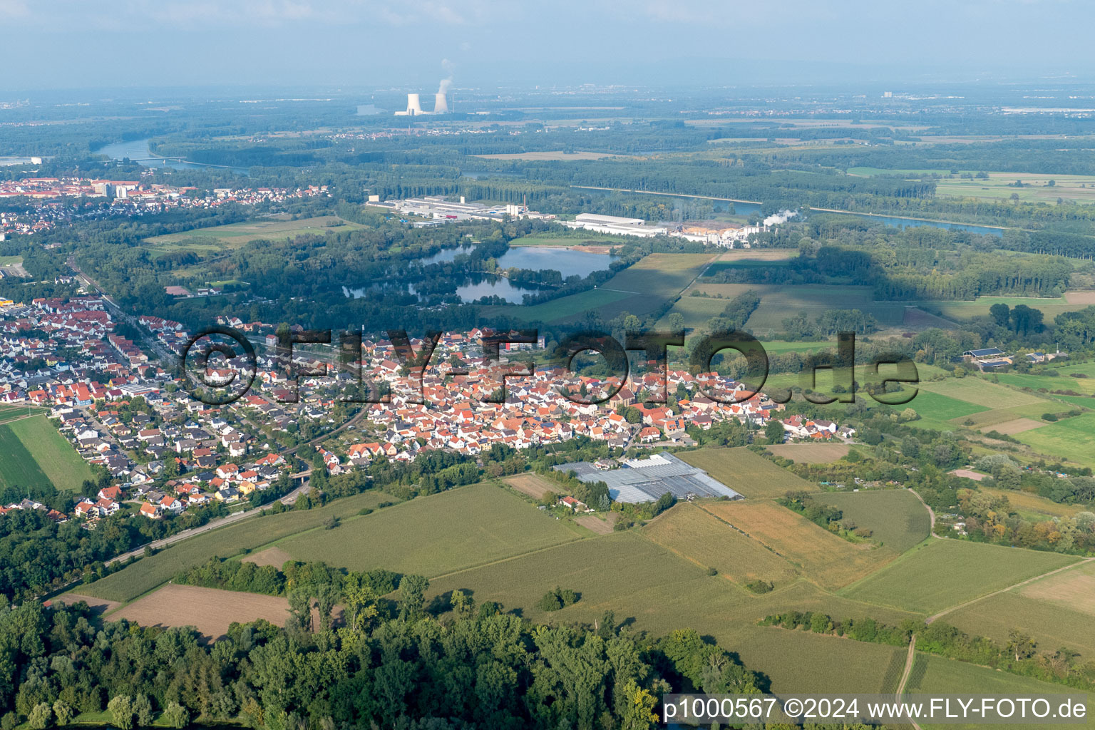 Aerial photograpy of District Sondernheim in Germersheim in the state Rhineland-Palatinate, Germany