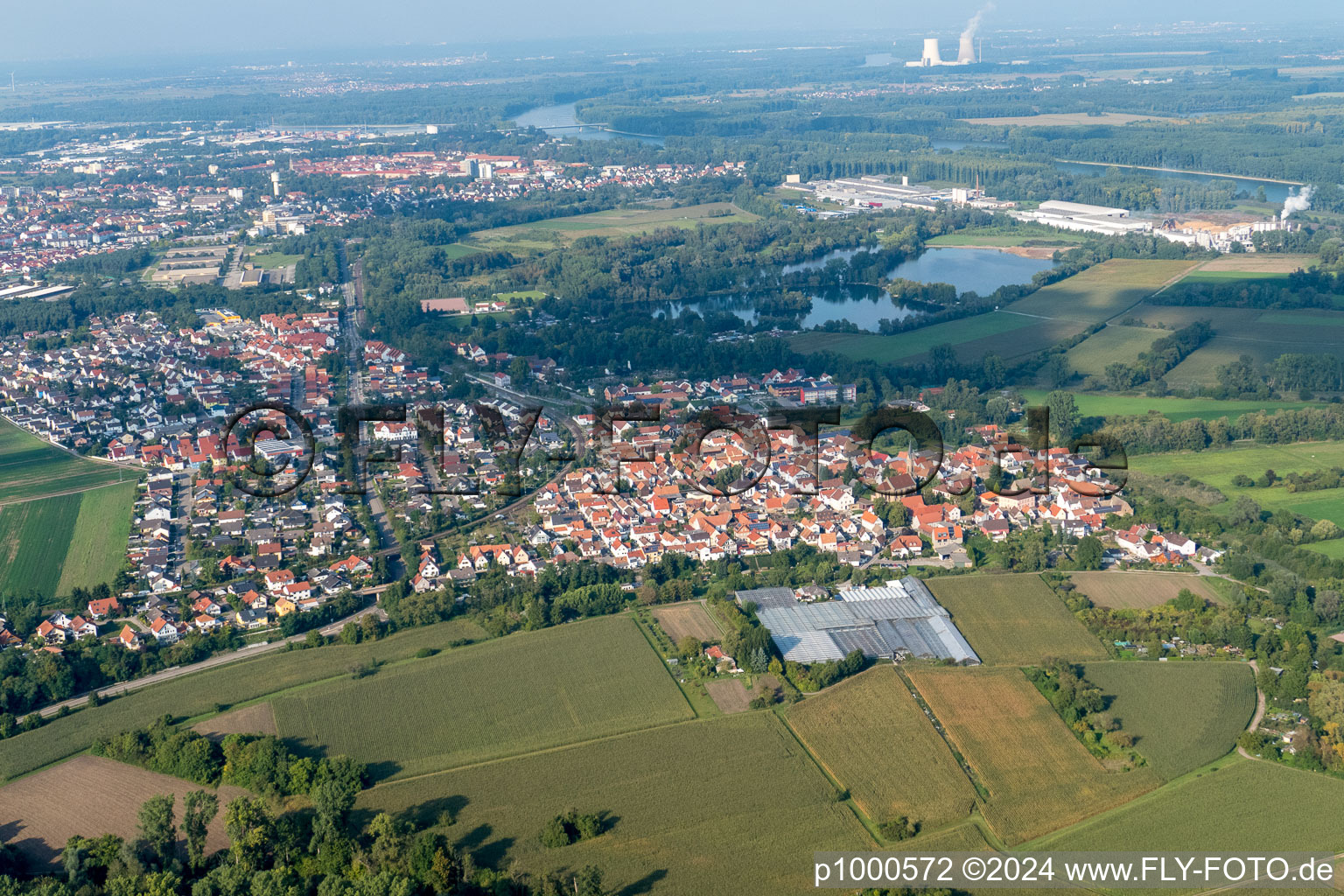 Drone recording of Germersheim in the state Rhineland-Palatinate, Germany