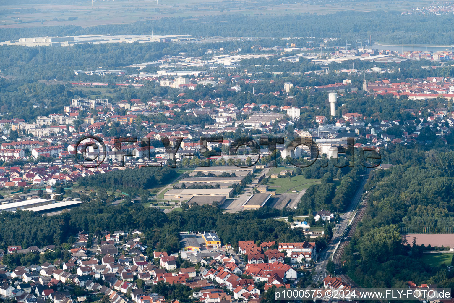 Germersheim in the state Rhineland-Palatinate, Germany viewn from the air