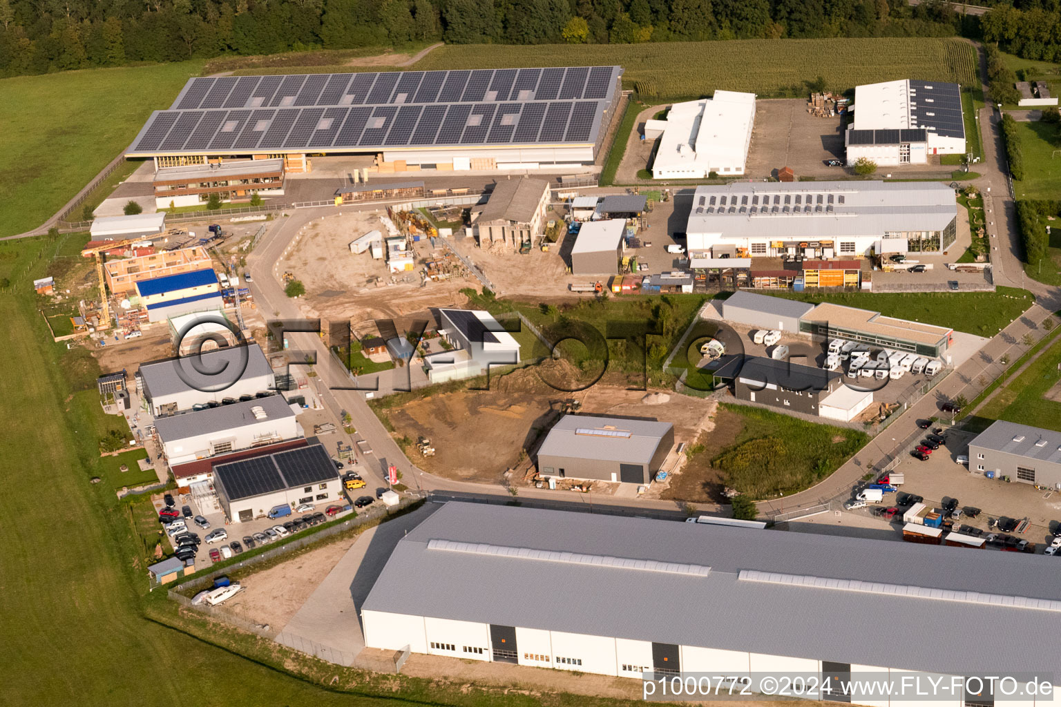 Schorrenfeld industrial estate in the district Huttenheim in Philippsburg in the state Baden-Wuerttemberg, Germany