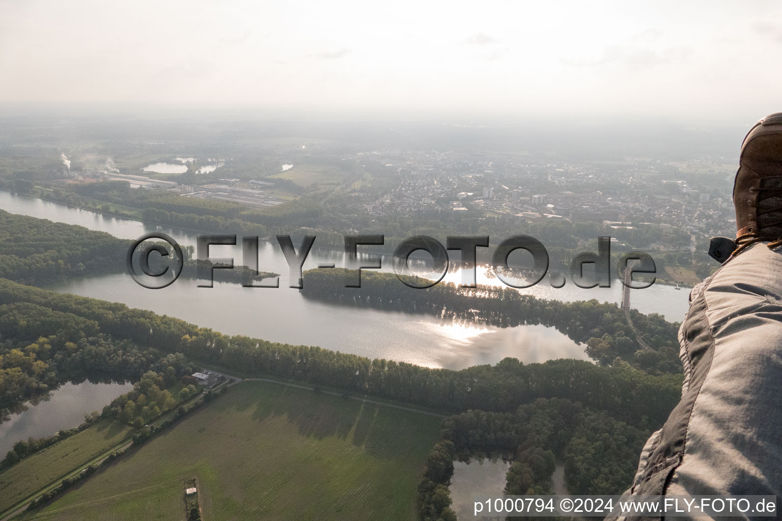 Aerial view of From the east in Germersheim in the state Rhineland-Palatinate, Germany