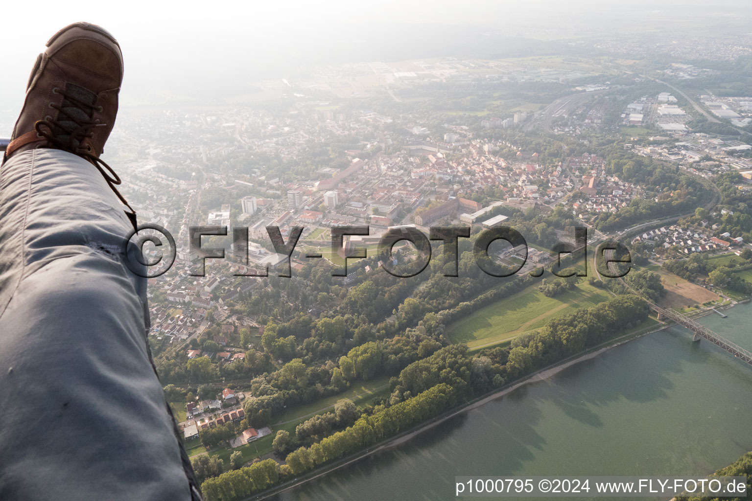 Drone recording of Germersheim in the state Rhineland-Palatinate, Germany