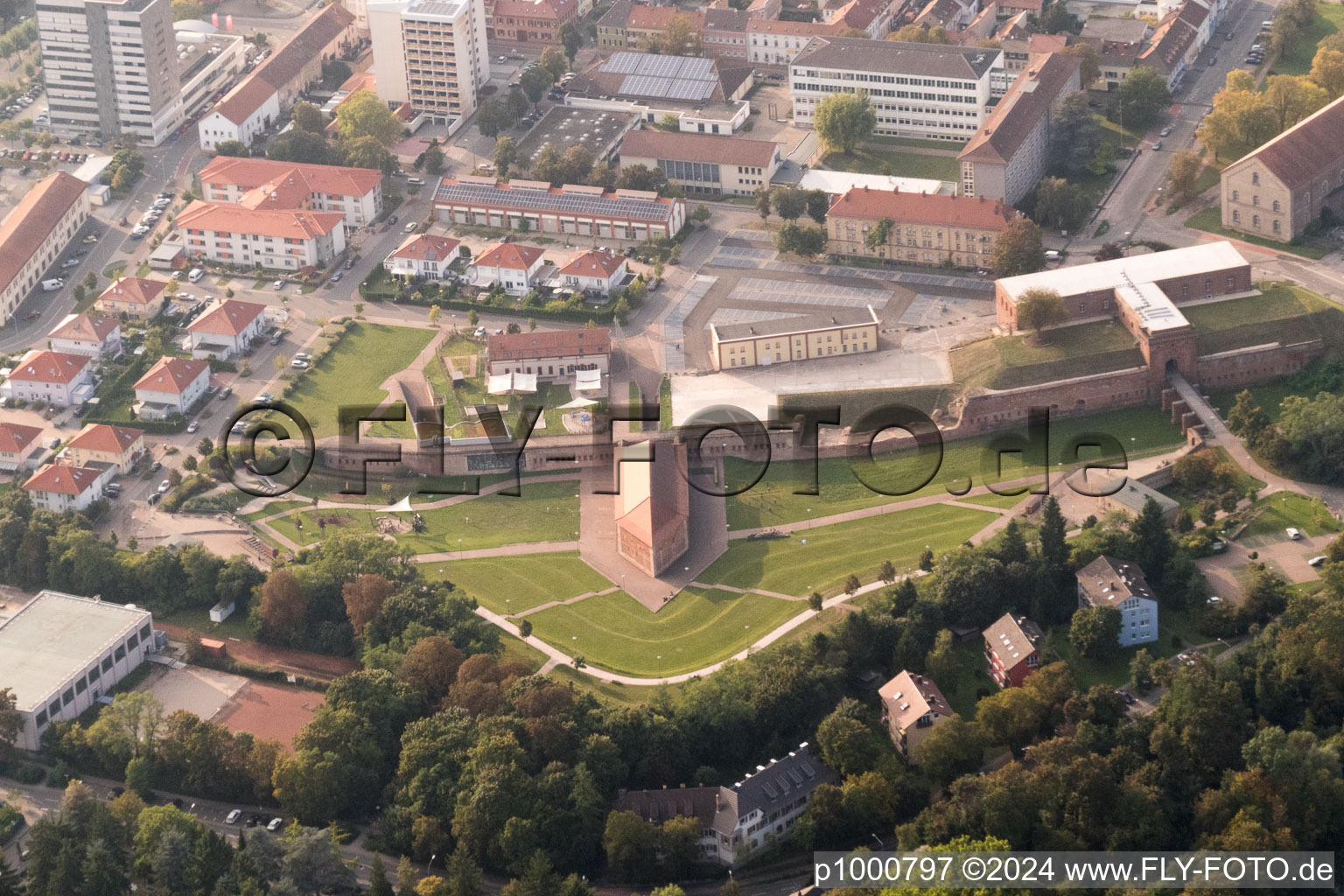 Aerial view of Germersheim in the state Rhineland-Palatinate, Germany