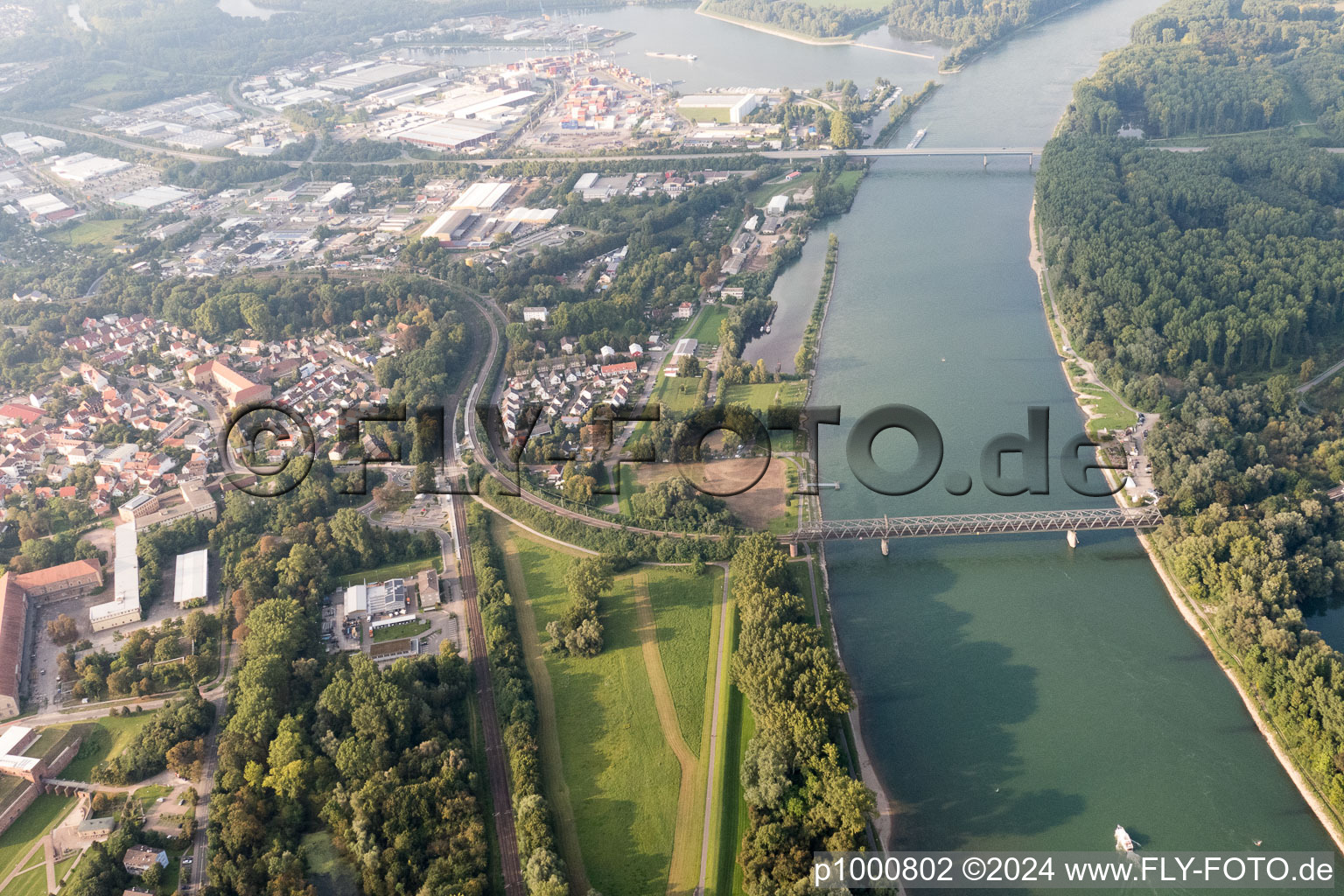 Oblique view of Germersheim in the state Rhineland-Palatinate, Germany